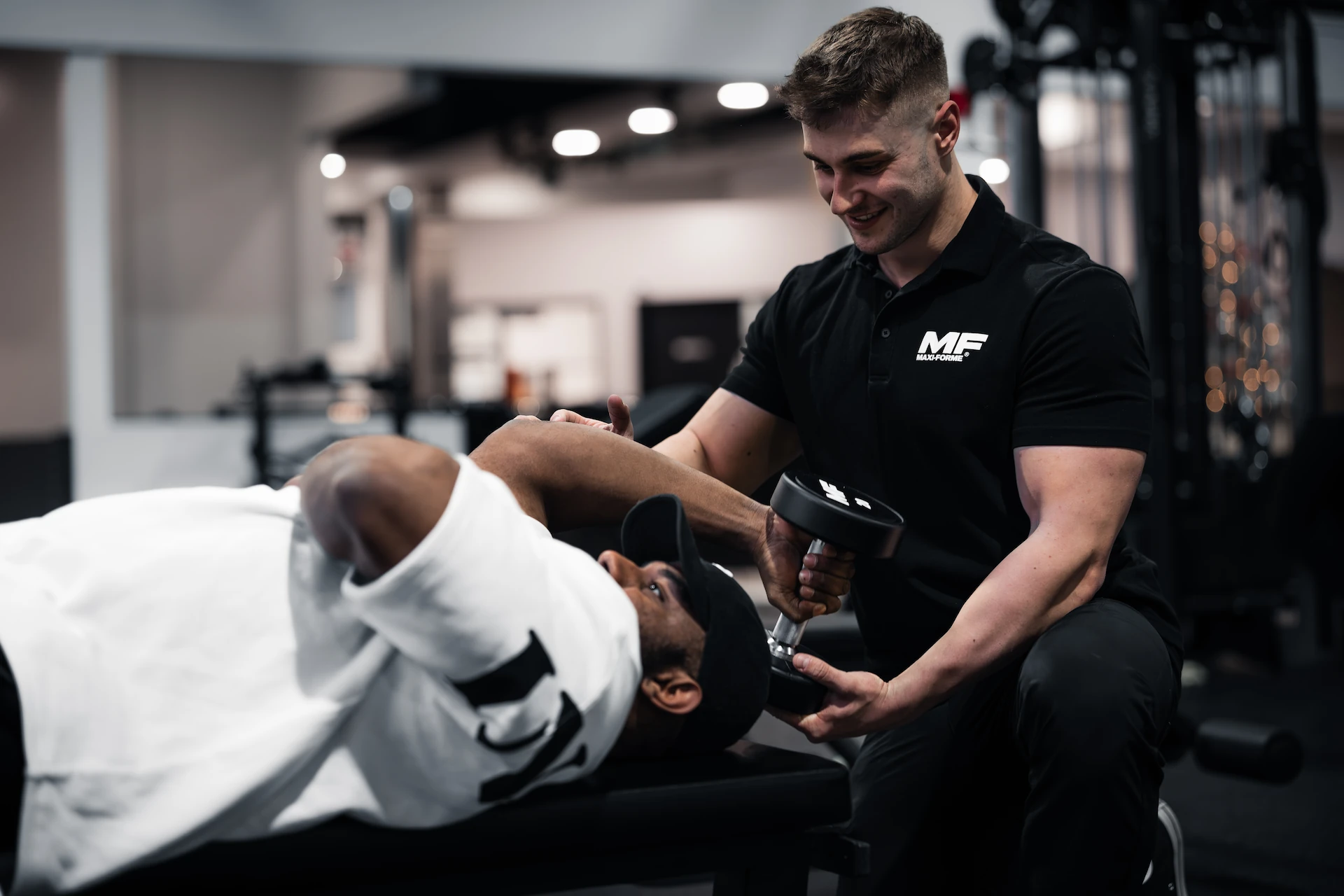 Man training triceps